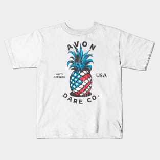 Avon, NC Summertime Vacationing Patriotic Pineapple Kids T-Shirt